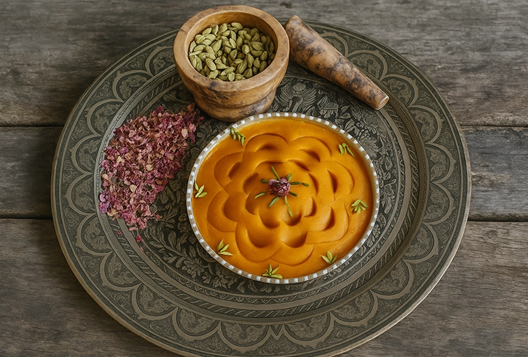 طرز تهیه حلوا زعفرانی با آرد سفید